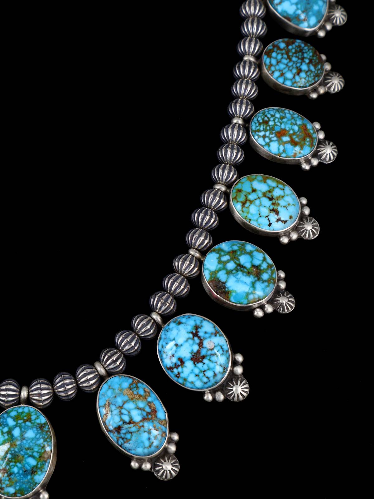 Native American Kingman Turquoise Sterling Silver Necklace - PuebloDirect.com