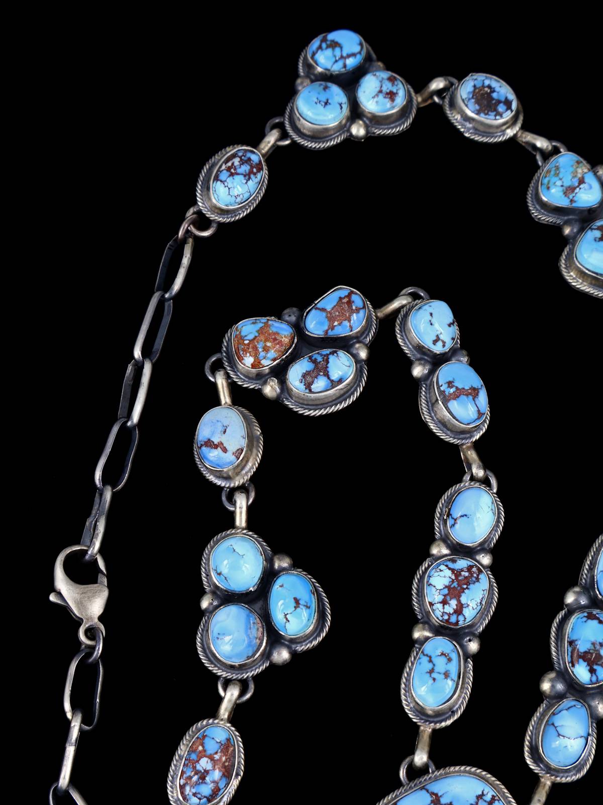 Native American Jewelry Sterling Silver Golden Hill Turquoise Necklace - PuebloDirect.com
