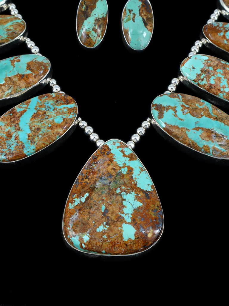 Native American Jewelry Boulder Turquoise Necklace Set - PuebloDirect.com