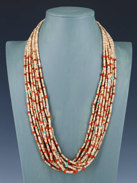 Native American Santo Domingo Shell Heishi Necklace - PuebloDirect.com