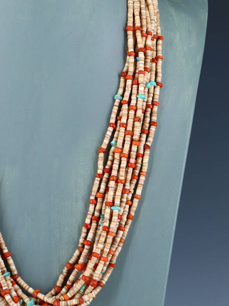 Native American Santo Domingo Shell Heishi Necklace - PuebloDirect.com