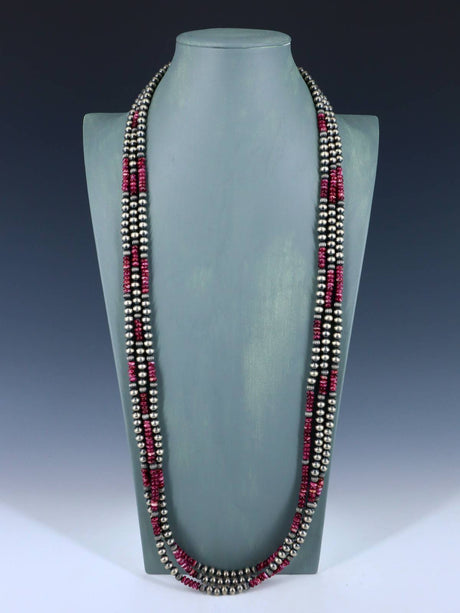 Navajo Purple Spiny Oyster Three Strand Beaded Necklace Set - PuebloDirect.com