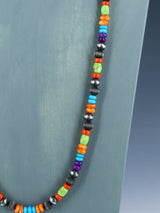 30" Multistone Sterling Silver Bead Necklace - PuebloDirect.com