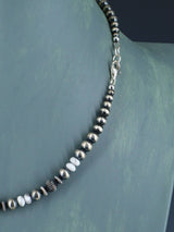 18" White Marble and Sterling Silver Bead Necklace - PuebloDirect.com