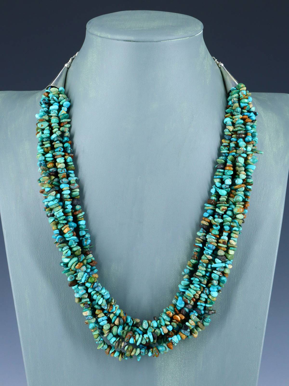 Native American Jewelry Seven Strand Turquoise Necklace - PuebloDirect.com