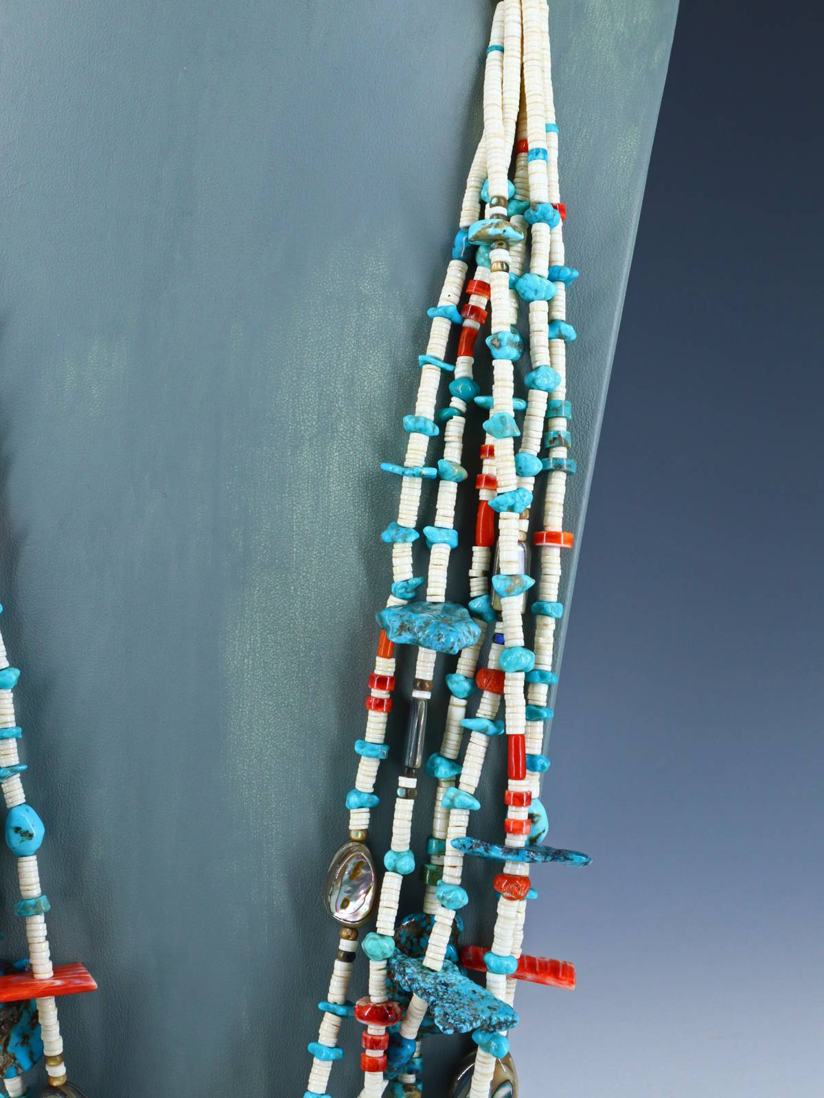 Native American Jewelry Santo Domingo White Shell Treasure Necklace - PuebloDirect.com