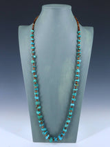 36" Long Native American Jewelry Single Strand Turquoise Necklace - PuebloDirect.com