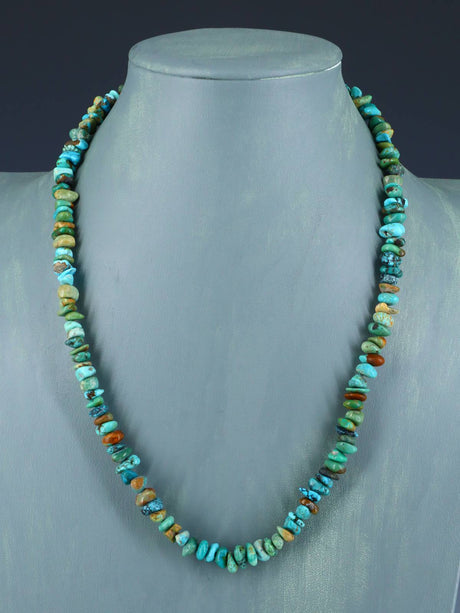21" Native American Jewelry Single Strand Turquoise Nugget Necklace - PuebloDirect.com