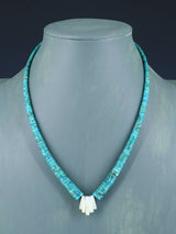 Native American Jewelry Single Strand Turquoise and Mother of Pearl Necklace - PuebloDirect.com