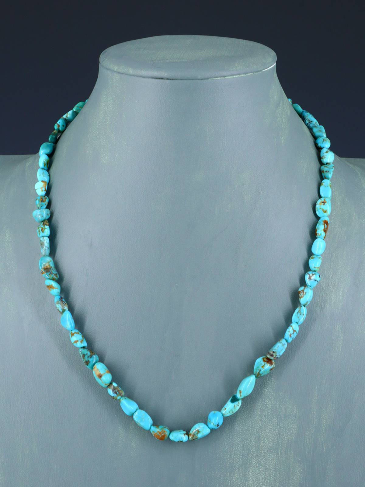 Native American Jewelry Single Strand Turquoise Nugget Necklace - PuebloDirect.com
