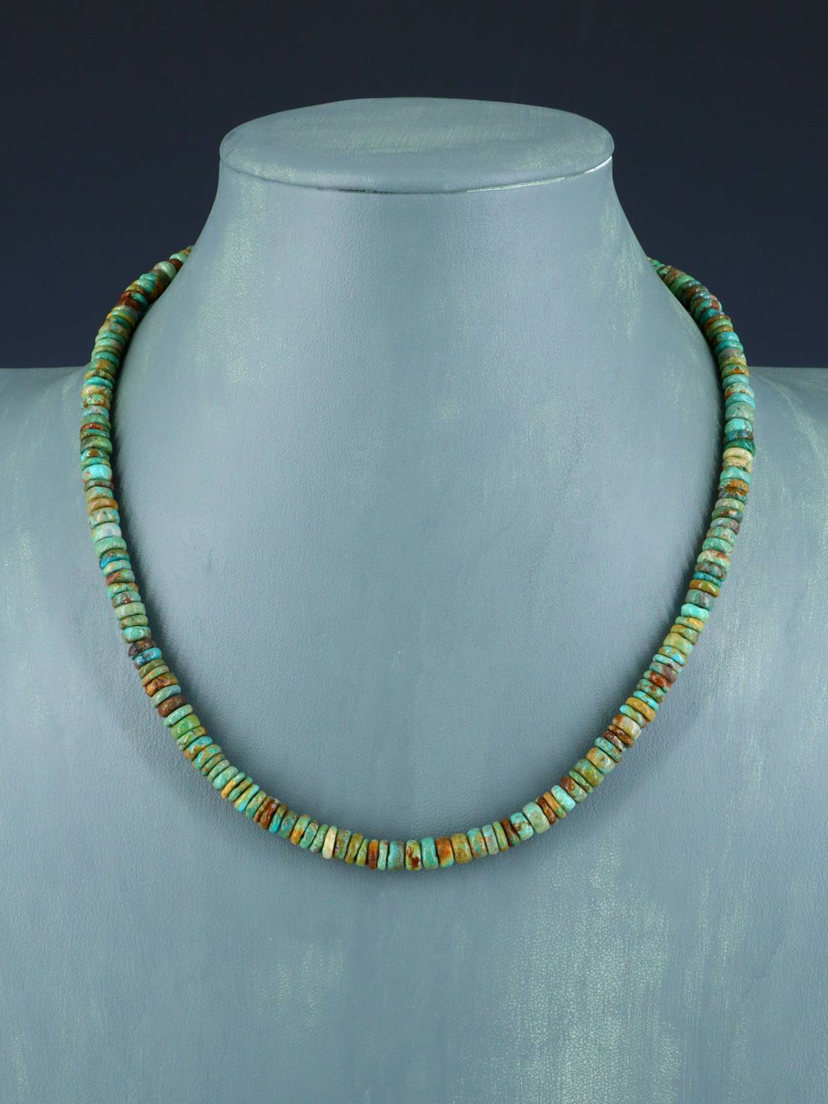 Navajo 18" Single Strand Turquoise Beaded Necklace - PuebloDirect.com
