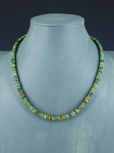 Navajo 18" Single Strand Turquoise Beaded Necklace - PuebloDirect.com
