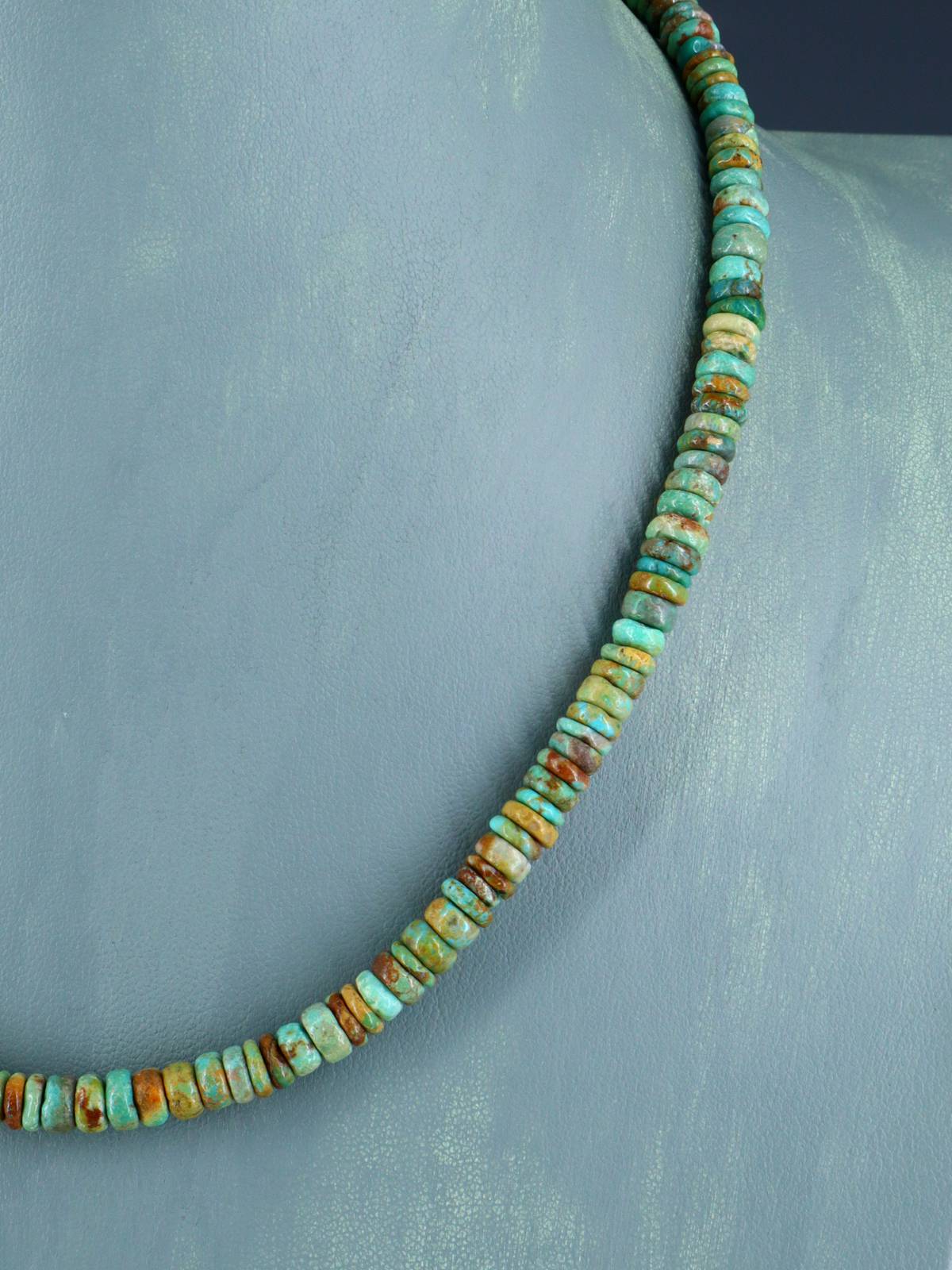 Navajo 18" Single Strand Turquoise Beaded Necklace - PuebloDirect.com