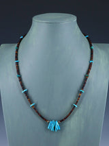 Native American Single Strand Shell Heishi and Turquoise Necklace - PuebloDirect.com