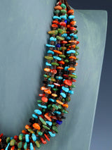 Native American Jewelry Six Strand Turquoise and Spiny Oyster Necklace - PuebloDirect.com