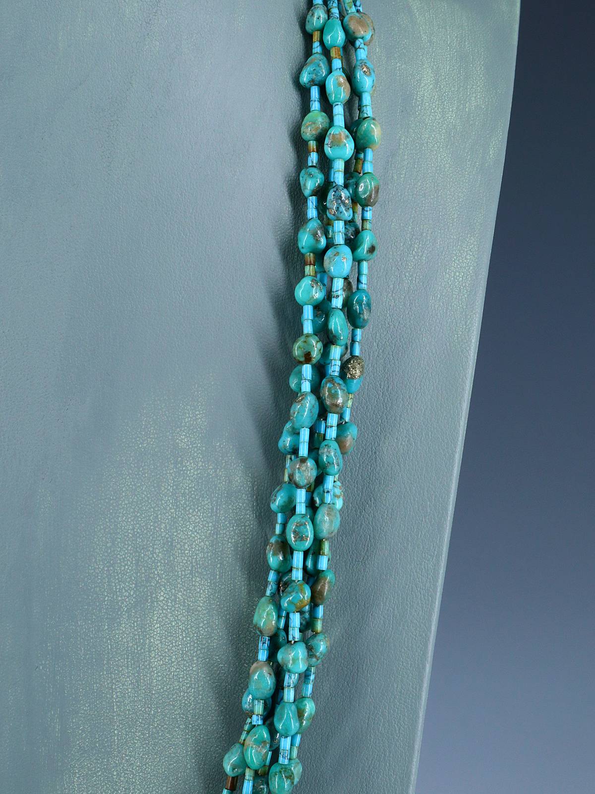 Native American Jewelry Five Strand Turquoise Necklace - PuebloDirect.com