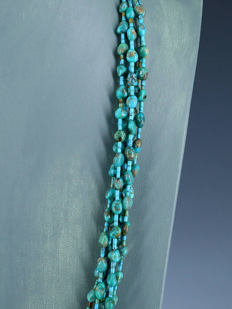 Native American Jewelry Five Strand Turquoise Necklace - PuebloDirect.com