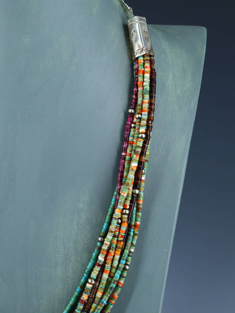 Southwest Ten Strand Purple Spiny Oyster and Turquoise Beaded Necklace - PuebloDirect.com