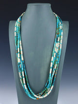 Southwest Five Strand Turquoise and Spiny Oyster Necklace - PuebloDirect.com
