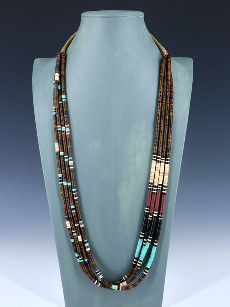 Four Strand Native American Santo Domingo Multi Stone Necklace - PuebloDirect.com