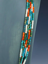 Southwest Five Strand Turquoise and Spiny Oyster Necklace - PuebloDirect.com