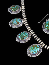 Navajo Jewelry Kingman Turquoise Necklace and Earrings Set - PuebloDirect.com