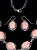 Native American Jewelry Pink Rhodochrosite Lariat Necklace Set - PuebloDirect.com