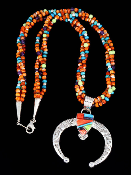 Native American Jewelry Inlay Naja Beaded Necklace - PuebloDirect.com