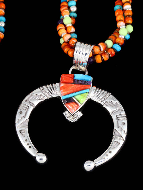 Native American Jewelry Inlay Naja Beaded Necklace - PuebloDirect.com