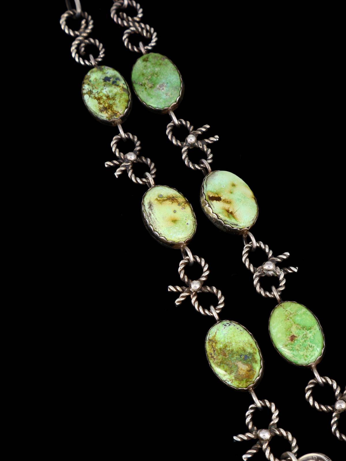 Native American Sterling Silver Palomino Variscite Lariat Flower Necklace - PuebloDirect.com