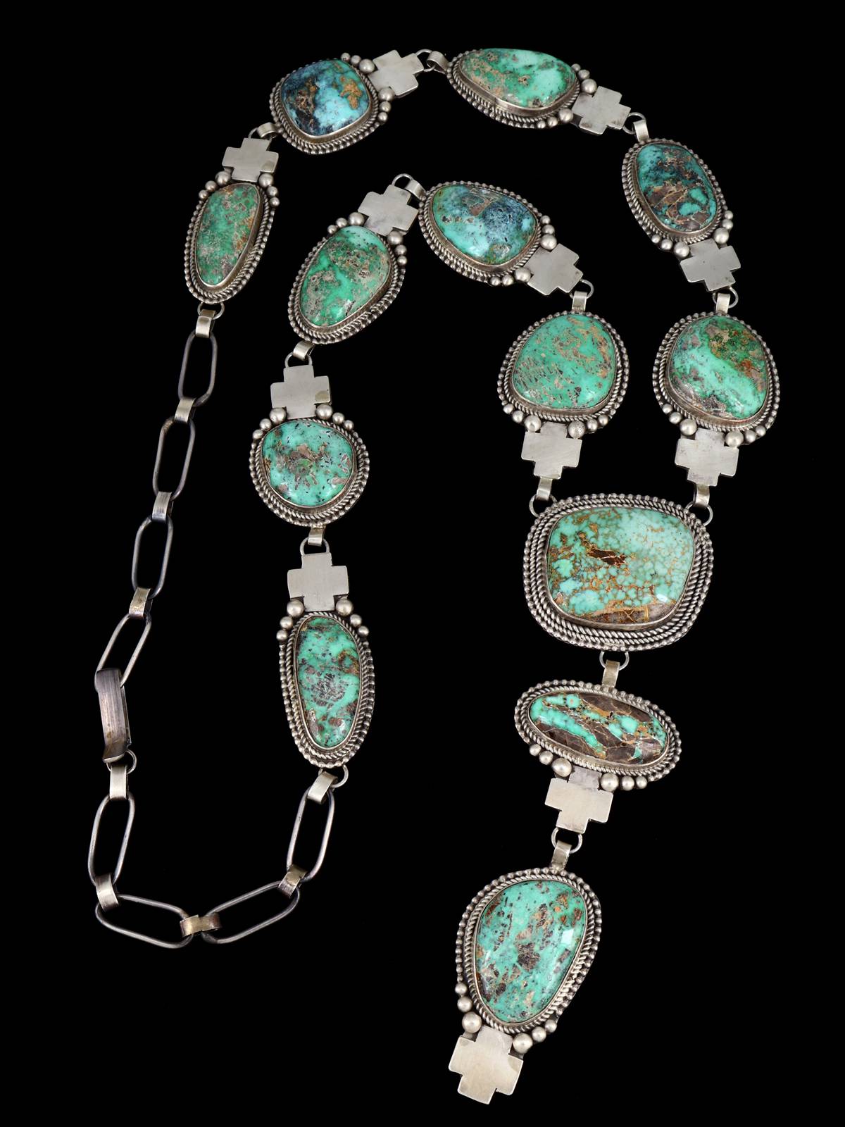 アクセサリー Navajo Melinda Benally Carico Lake TQ Native American Carico Lake Turquoise Lariat Y Necklace