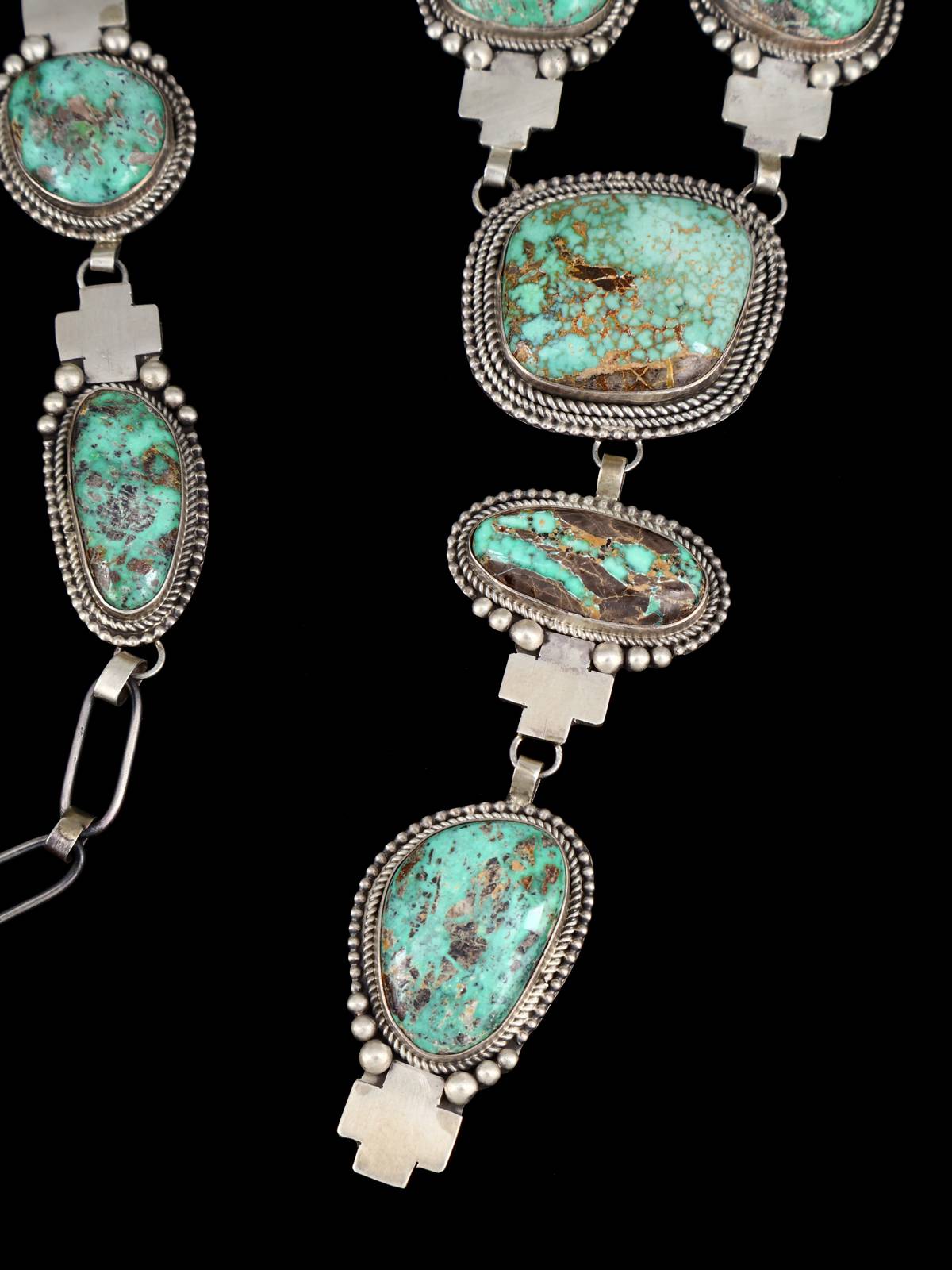 Native American Carico Lake Turquoise Lariat Y Necklace - PuebloDirect.com
