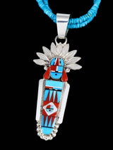 Turquoise Sterling Silver Zuni Inlay Chief Necklace - PuebloDirect.com