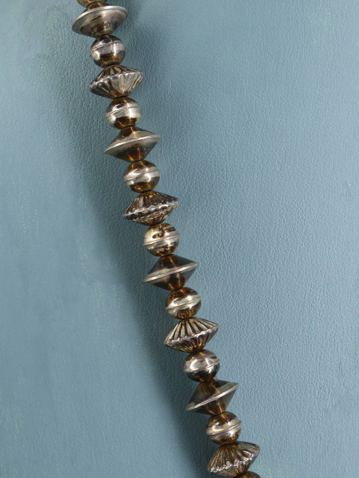 Estate Vintage Native Inlay Sterling Silver Spinner Pendant and Necklace - PuebloDirect.com