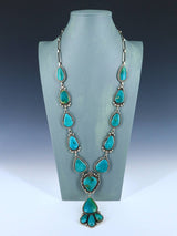 Native American Sterling Silver Armenian Turquoise Lariat Necklace - PuebloDirect.com