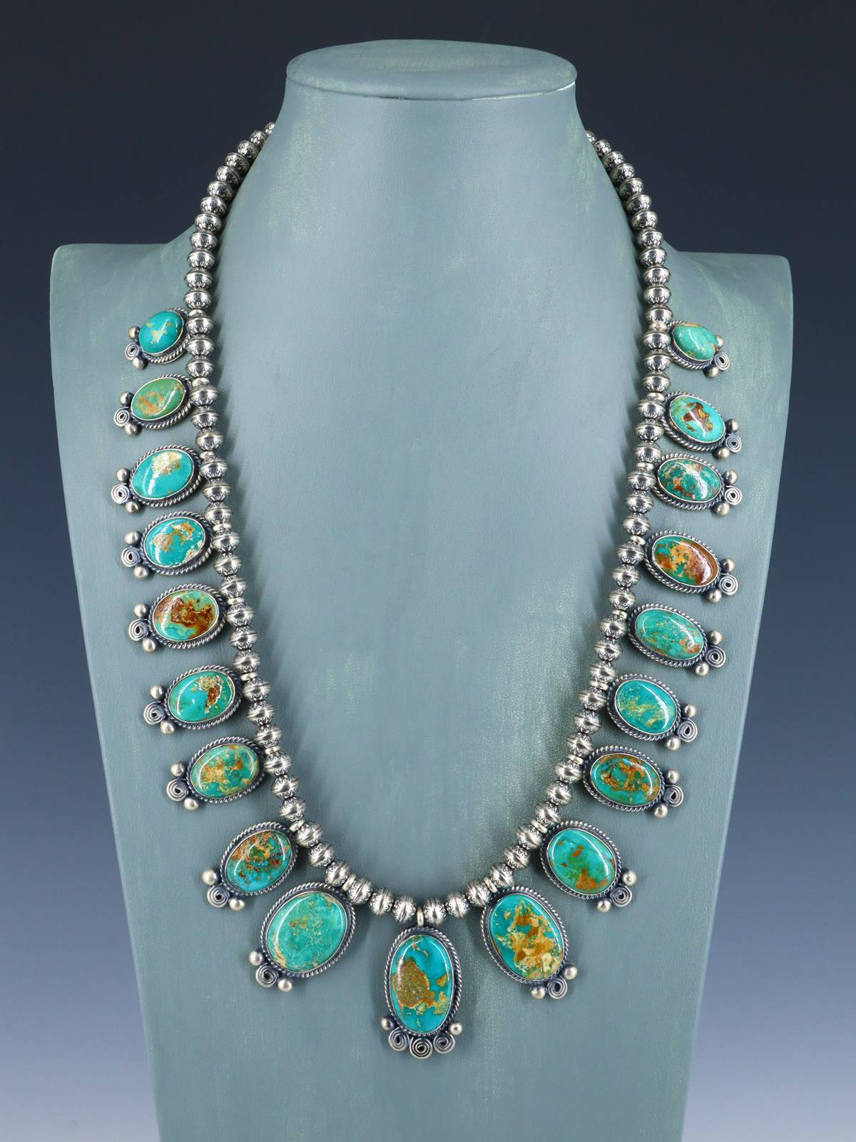 Navajo Sterling Silver Stone Mountain Turquoise Necklace
