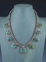 Navajo Jewelry Kingman Turquoise Necklace and Earrings Set - PuebloDirect.com