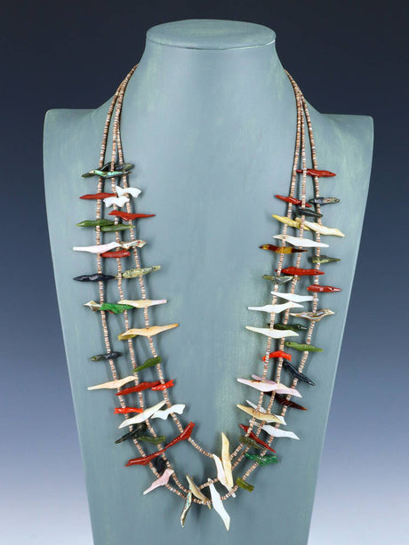 Vintage Estate Triple Strand Zuni Fetish Necklace - PuebloDirect.com