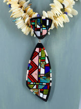 Native American Santo Domingo Mosaic Inlay Mother of Pearl Necklace - PuebloDirect.com