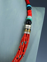 24" Navajo Natural Coral Multi Strand Beaded Necklace - PuebloDirect.com