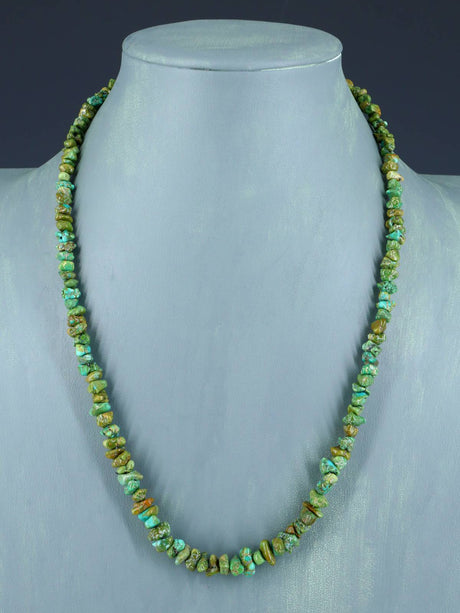 21" Navajo Single Strand Natural Lone Mountain Turquoise Necklace - PuebloDirect.com