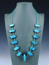 Native American Navajo Carved Turquoise Fetish Bear Necklace - PuebloDirect.com
