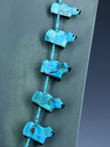 Native American Navajo Carved Turquoise Fetish Bear Necklace - PuebloDirect.com