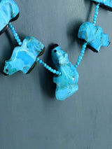 Native American Navajo Carved Turquoise Fetish Bear Necklace - PuebloDirect.com