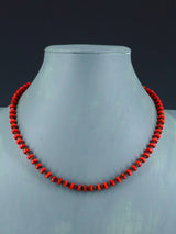 Navajo Apple Coral and Shell Heishi Single Strand Necklace - PuebloDirect.com