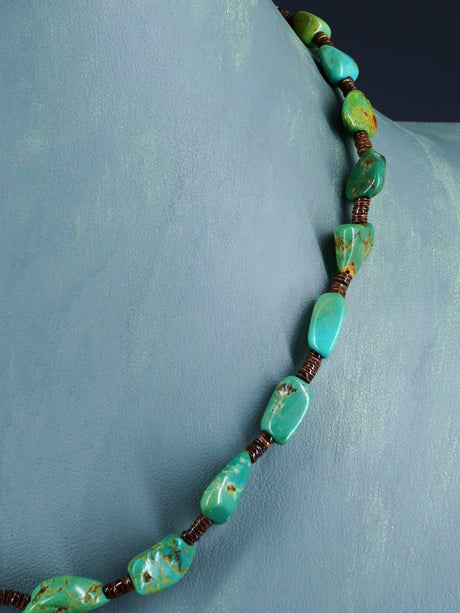 Native American Single Strand Turquoise and Heishi Necklace - PuebloDirect.com