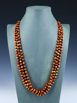 Native American Spiny Oyster and Heishi Three Strand Necklace - PuebloDirect.com