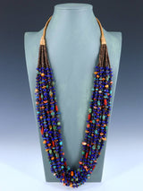 Native American Jewelry Lapis Ten Strand Necklace - PuebloDirect.com