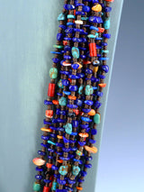 Native American Jewelry Lapis Ten Strand Necklace - PuebloDirect.com