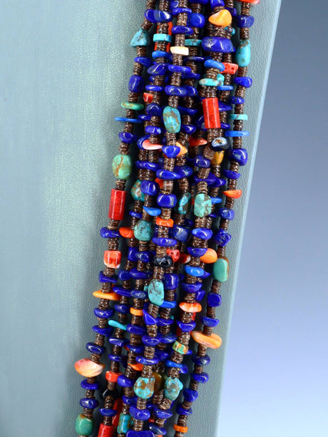 Native American Jewelry Lapis Ten Strand Necklace - PuebloDirect.com